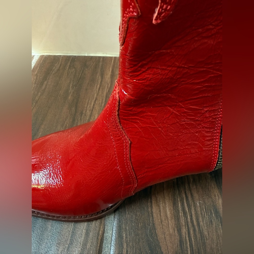 Free People New Frontier Red Leather Pointed-Toe Boots in size 10.5/41 - Picture 8 of 13